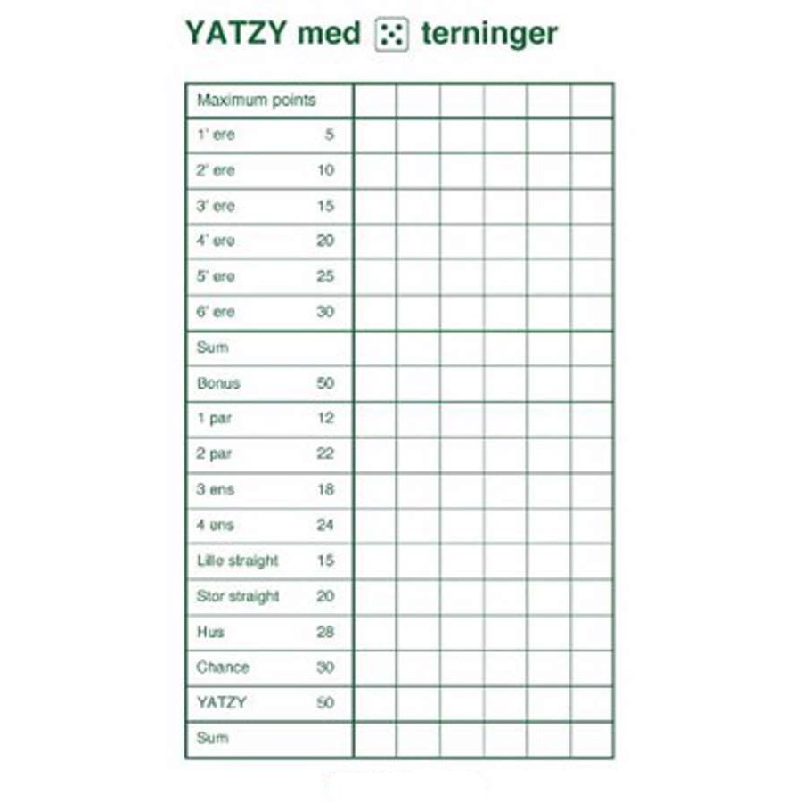 Yatzy-blok terninger)